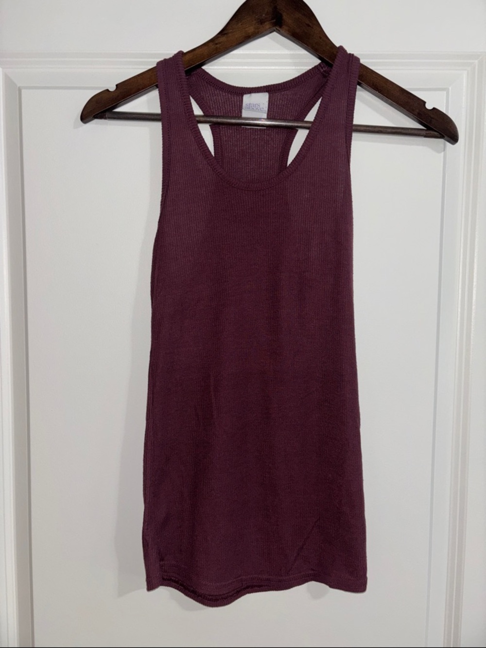 stars above Plum Ribbed Racerback Tank
